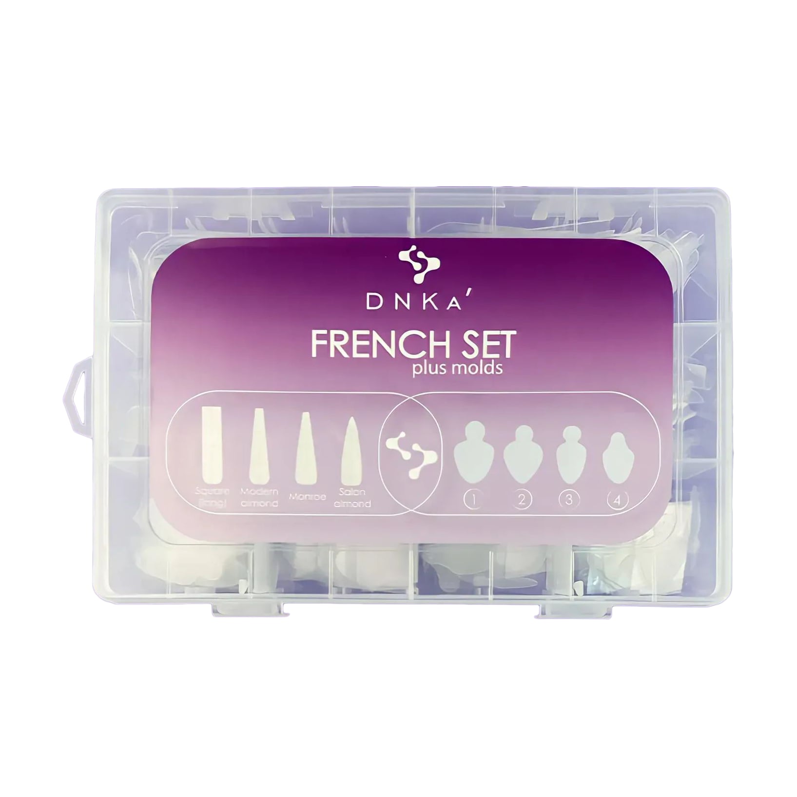 Набір для нарощування нігтів DNKa' French Set (багаторазові верхні форми, 192 шт + силіконові молди, 96 шт)